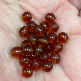 50 Dark Topaz Czech Round Glass Beads