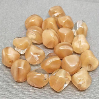 20 Vintage Clear Beige Czech Glass Beads Baroque Nugget