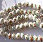 25 Vintage White Millefiori Japan Round Glass Beads 8mm #9374