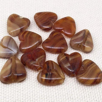 10 Vintage Caramel Golden Yellow Brown Japan Glass Beads