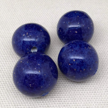 4 Vintage Large Lapis Blue Japan Round Glass Beads 18mm