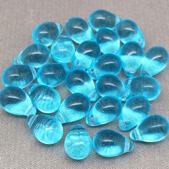 50 Turquoise Czech Drop Briolette Glass Beads