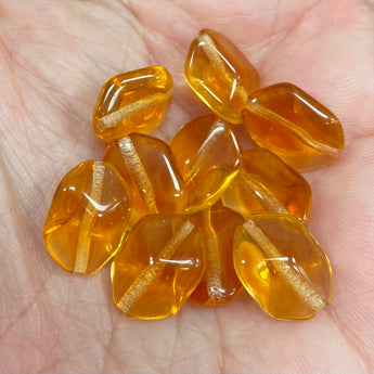 10 Vintage Topaz Oval Glass Beads