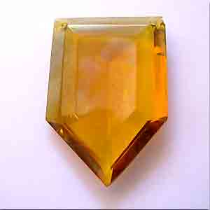 1 Vintage Topaz Beveled Faceted Glass Pendant