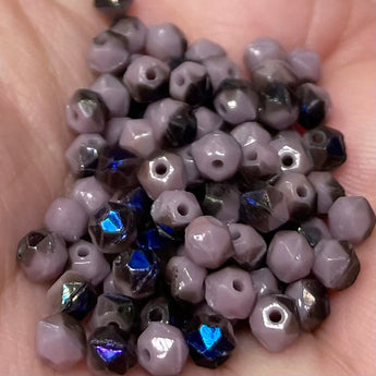 100 Vintage Azure Mauve Purple Czech English Cut Glass Beads