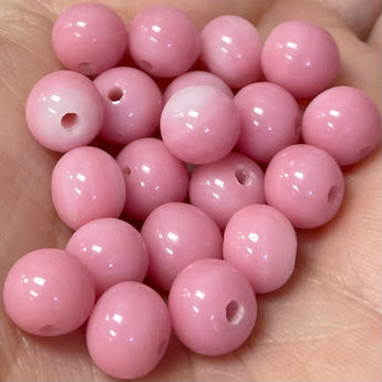 20 Vintage Rose Pink Japan Round Glass Beads