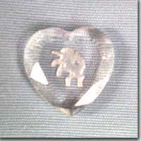 1 Vintage Intaglio Unicorn Heart Crystal Pendant