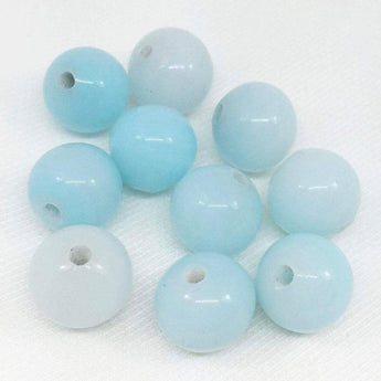 10 Vintage Handmade Light Blue Japan Round Glass Beads