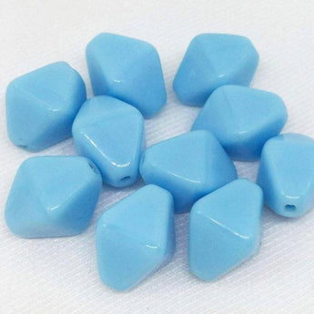 10 Vintage Blue German Diamond Glass Beads