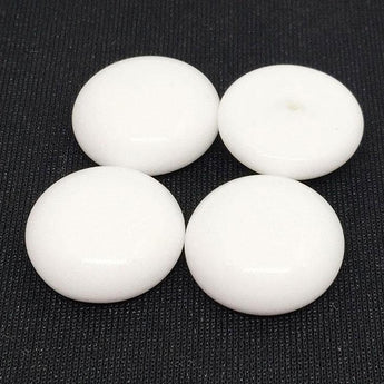 4 Vintage White Japan Glass Cabochons Button Fronts