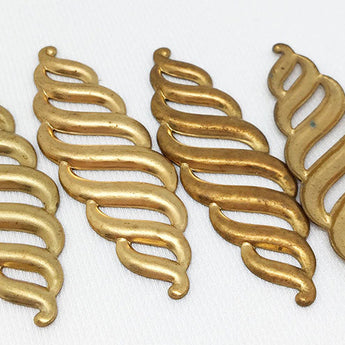 6 Vintage Brass Elongated Spiral Metal Finding