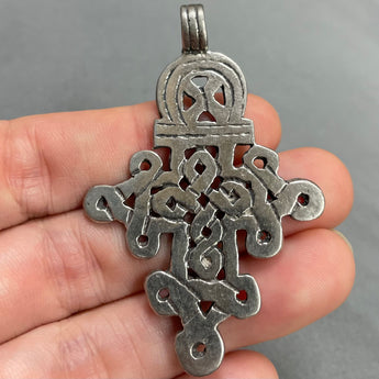 1 Vintage Pewter Ethiopian Cross III Metal Pendant