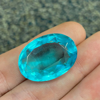 1 Vintage Aqua Blue Oval Glass Stone