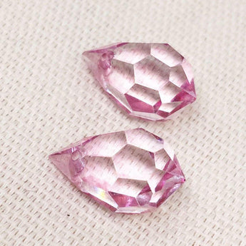 2 Vintage Clear Rose Swarovski Briolette Crystal Beads