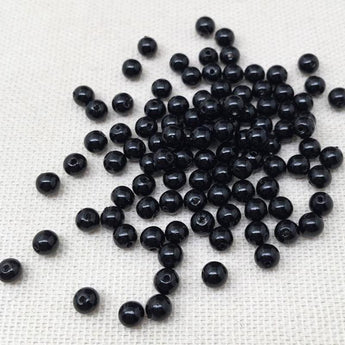 100 Vintage Black Japan Acrylic Round Beads