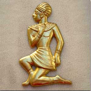 1 Vintage Brass Egyptian Figure Metal Stamping #8370