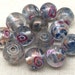 10 Vintage Sapphire Blue Metallic Rose Glass Beads