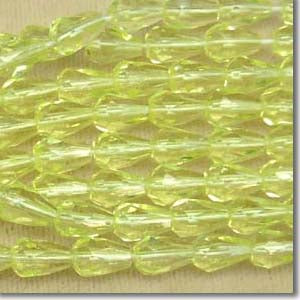 25 Vintage Czech Jonquil Yellow Teardrop Glass Beads #4825