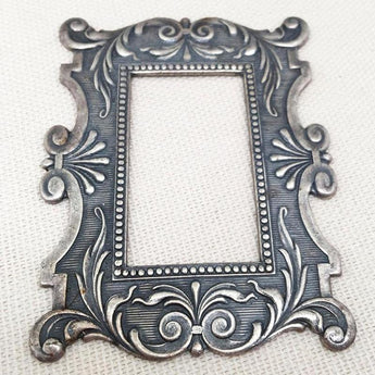 1 Large Plated Antiqued Silver Fancy Frame Metal Finding