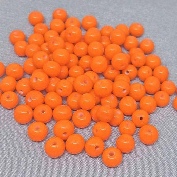 50 Vintage Handmade Orange Japan Round Glass Beads