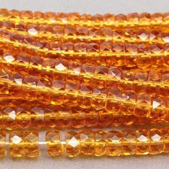 50 Topaz Czech Faceted Heishi Rondelle Glass Beads