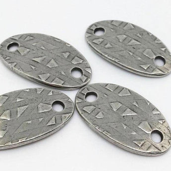 4 Textured Silver Toned Connector Metal Findings