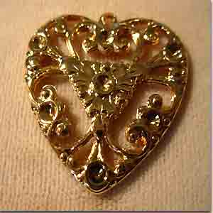 4 Vintage Gold Plated Heart Pendants