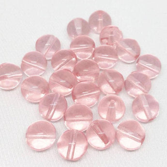 25 Translucent Light Pink Czech Round Glass Beads