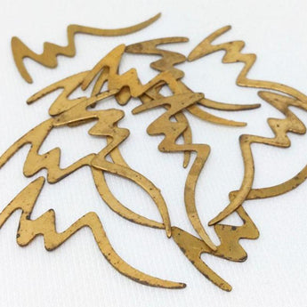 12 Vintage Lightening Squiggly Brass Metal Stampings