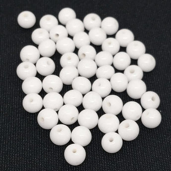 25 Vintage White Japan Round Glass Beads