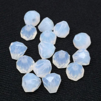 15 Vintage White Opalescent German Cone Glass Beads