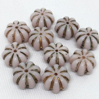 10 Vintage Light Opal Pink German Flower Glass Beads