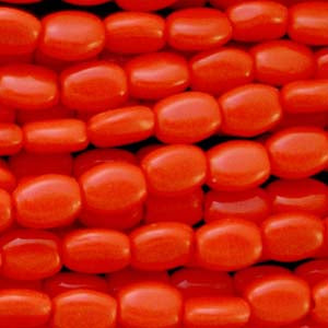 50 Vintage Small Red Oval Glass Beads #4418