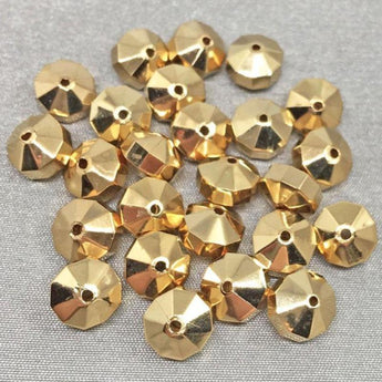 25 Vintage Coated Gold Metal Acrylic Rondelle Beads