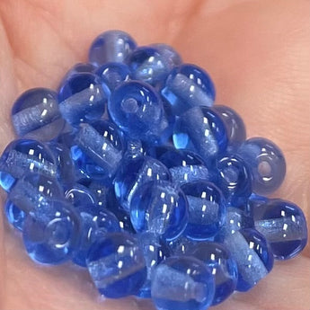 100 Vintage Sapphire Blue Czech Round Glass Beads