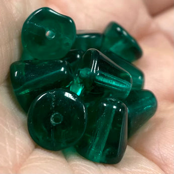 25 Vintage Emerald Czech Cone Glass Beads