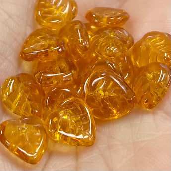 50 Topaz Czech Leaf Glass Beads