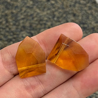 1 Vintage Faceted Amber Glass Pendant