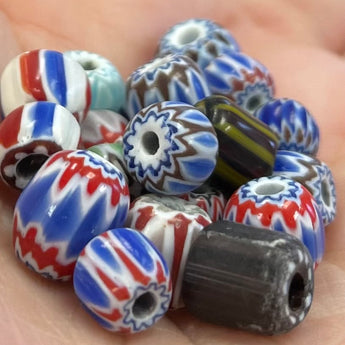 20 Mixed Vintage Chevron Glass Beads