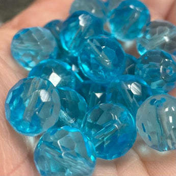 Aqua Czech Fire Polished Glass Beads