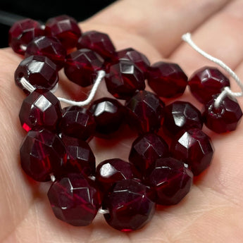 25 Dark Siam Red Czech Fire Polished Glass Beads