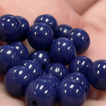 25 Vintage Dark Navy Blue Glass Beads #4523