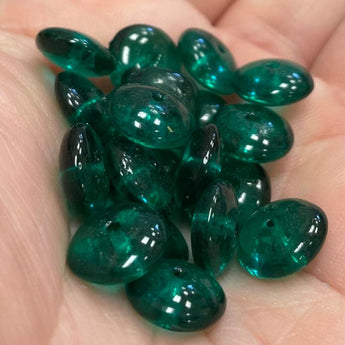 50 Emerald Green Disc Rondelle Glass Beads