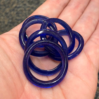 6 Vintage Translucent Cobalt Blue Ring Glass Beads