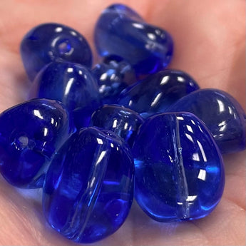 10 Vintage Sapphire Blue German Glass Beads