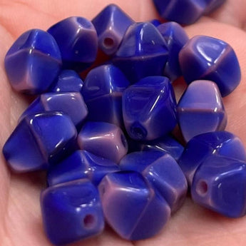 25 Vintage Italian Pink Blue Diamond Bicone Glass Beads #8376