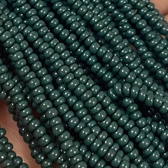 1 Hank Opaque Dark Jade Czech Glass Seed Beads