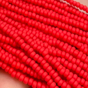 1 Hank Matte Light Red Czech Glass Seed Beads