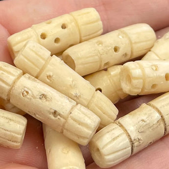 20 Vintage Pierced Bone Tube Beads