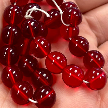 25 Siam Red Czech Round Glass Beads